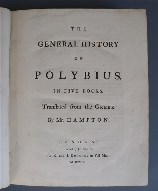 Hampton, James - The General History of Polybius, in five books, 1st edition, folio, contemporary calf with folding